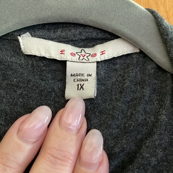 Gray short sleeve ruffle cardigan 1X - Picture 3 of 6